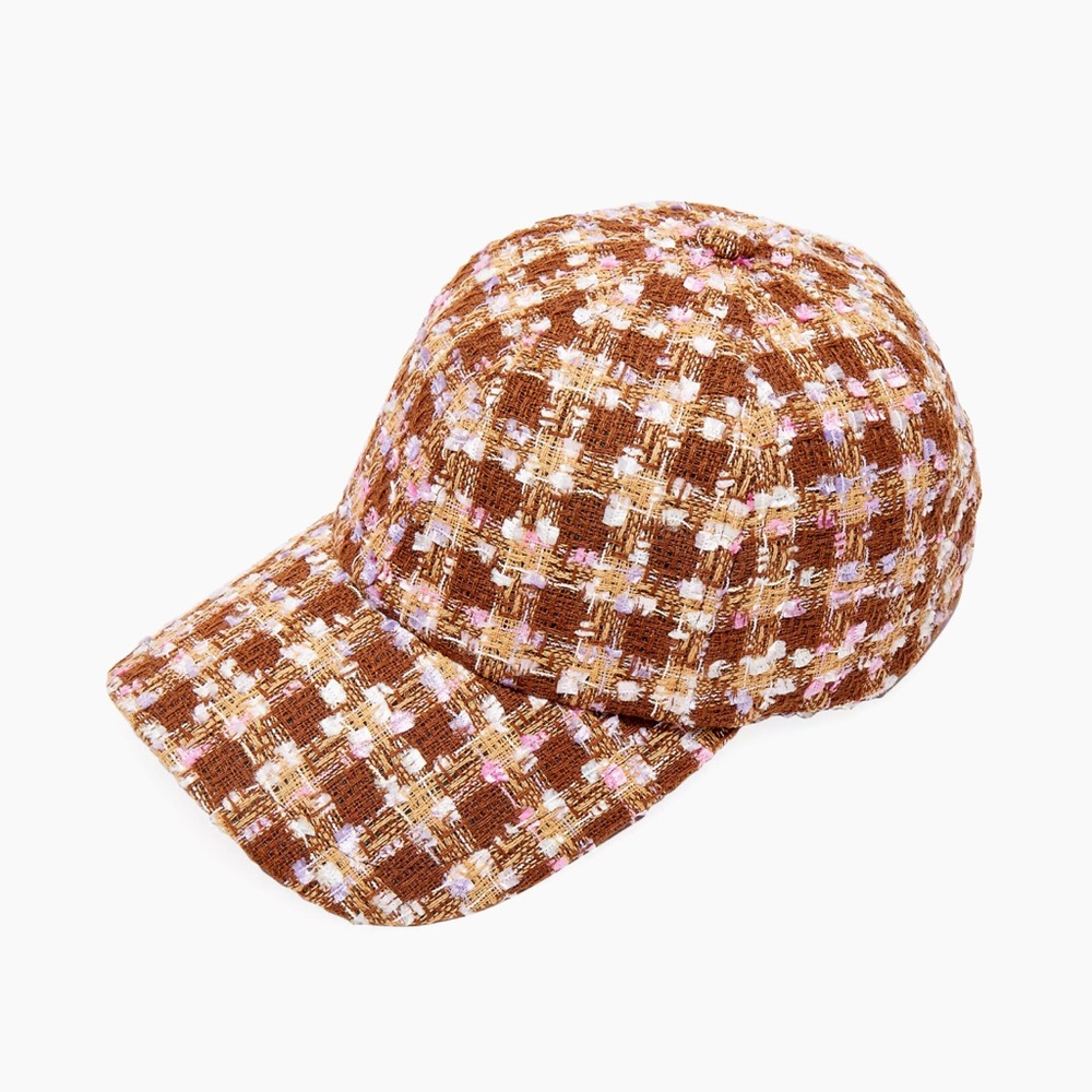 Lele Sadoughi Boucle Check Baseball Cap - Brand New in box